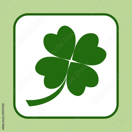 Green four leaf clover icon. Vector illustration