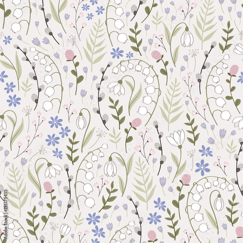 Seamless pattern with spring flowers