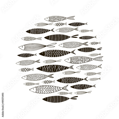 Photography Round pattern with decorative fish