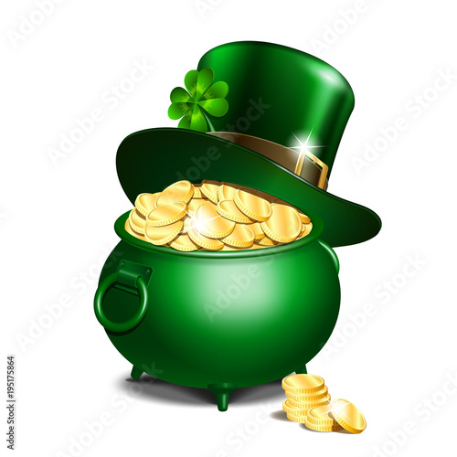 Leprechaun hat and pot of gold