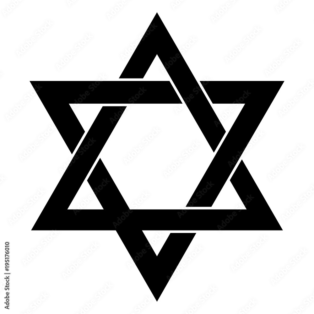Star of David, black silhouette. Vector illustration Stock Vector