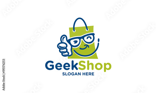 good shop logo design template.geek shop logo design template.vector illustration