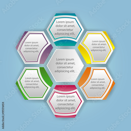 vector abstract 3d paper infographic elements.Hexagon infographics.Honeycomb design