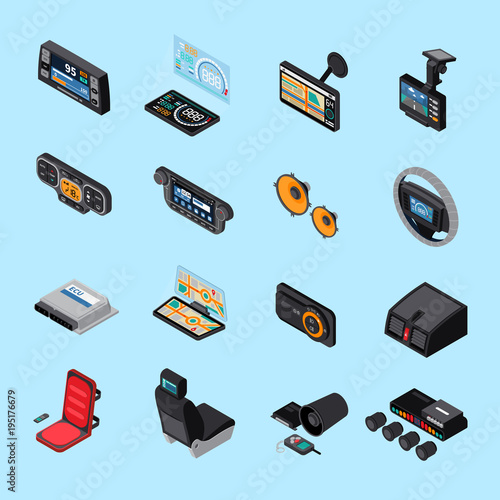 Car Electronics Icons Set 