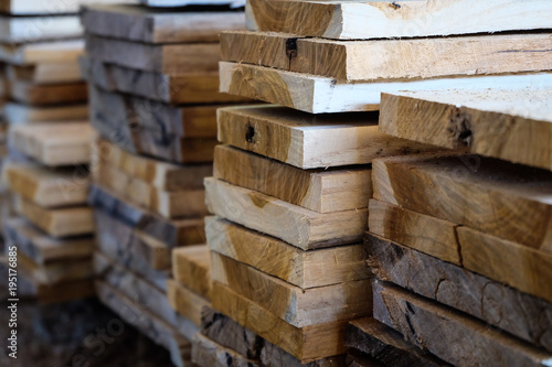 wooden boards stacked at the timber yard