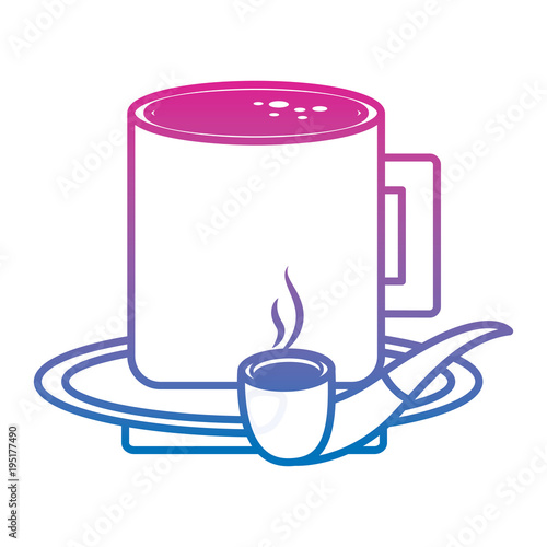tobacco pipe and coffee cup in plate