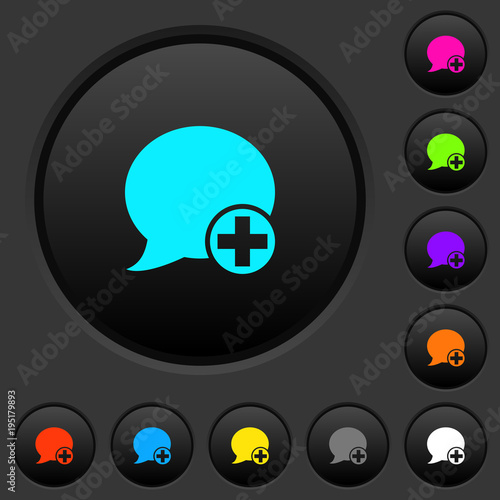 Post blog comment dark push buttons with color icons