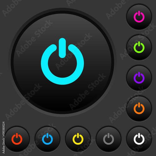 Power switch dark push buttons with color icons