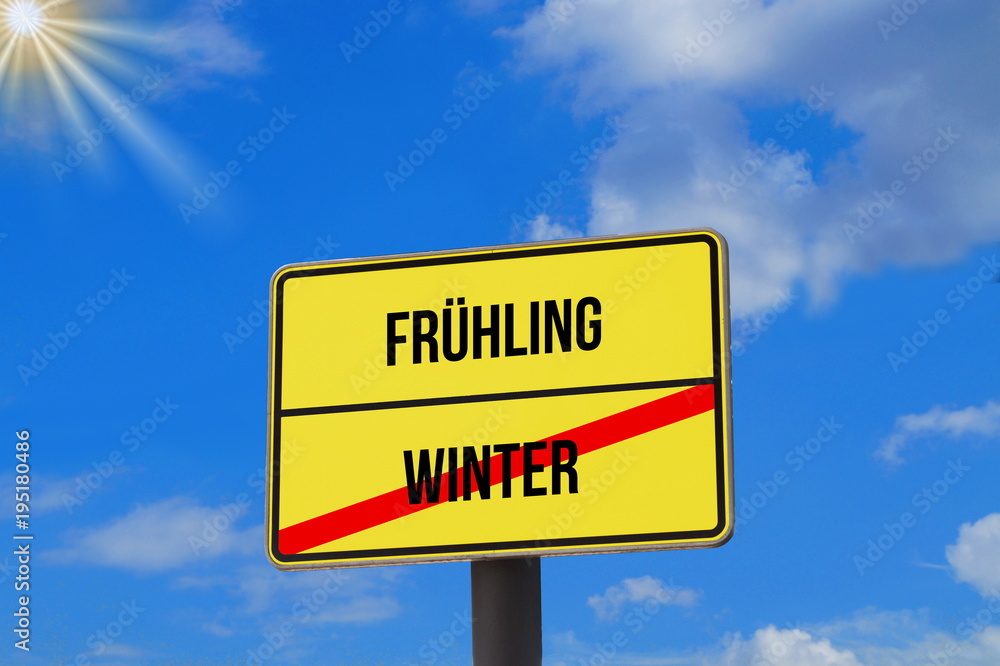 Ein Schild Ende Winter Anfang Frühling Ein Schild Ende Winter Anfang Frühling