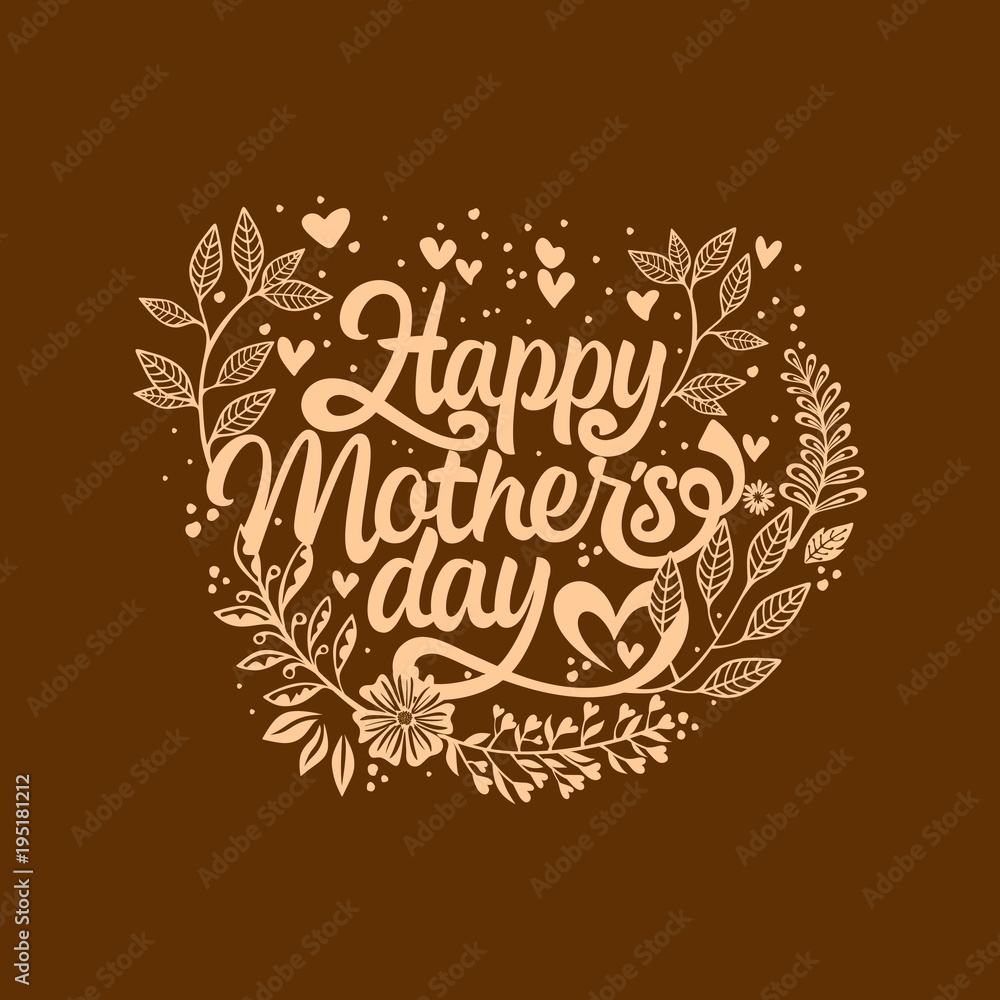 Typography and lettering with design elements and silhouettes for a happy mother's day Typography and lettering with design elements and silhouettes for a happy mother's day
