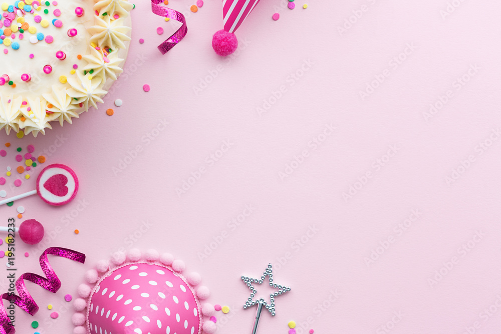 Pink birthday background - obrazy, fototapety, plakaty 