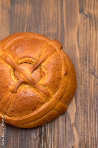 portuguese traditional Easter cake on wooden background