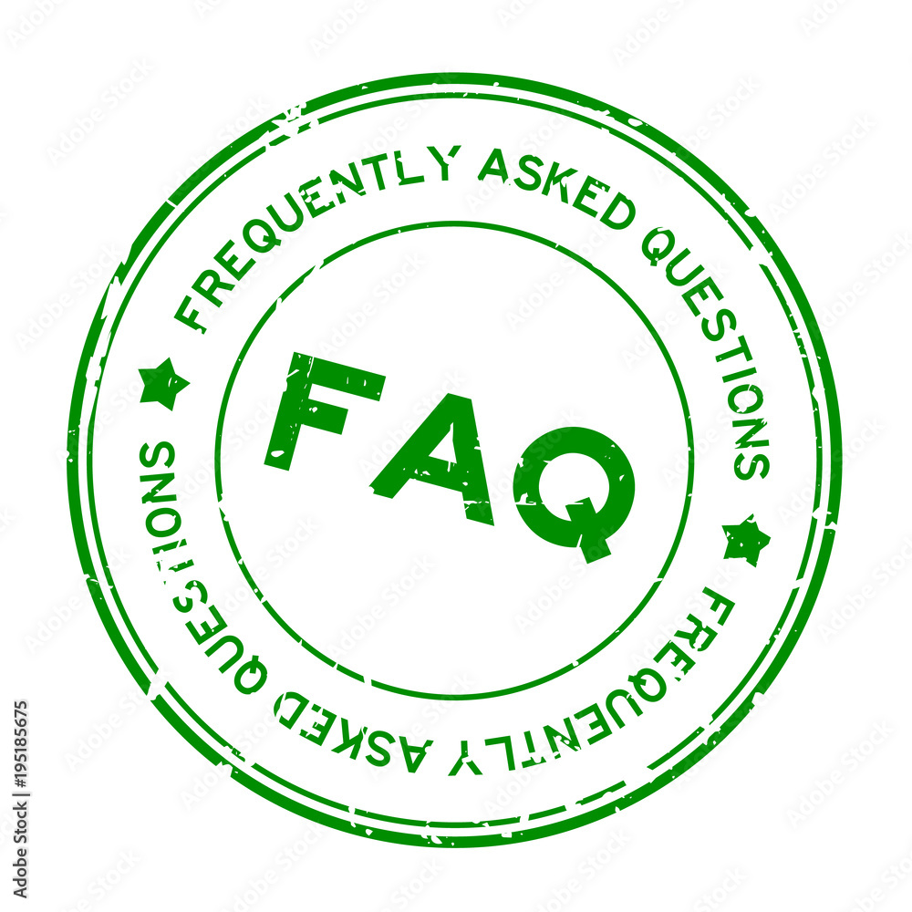 Grunge green FAQ (Abbreviation of Frequently Asked Questions) round rubber seal stamp on white background Grunge green FAQ (Abbreviation of Frequently Asked Questions) round rubber seal stamp on white background