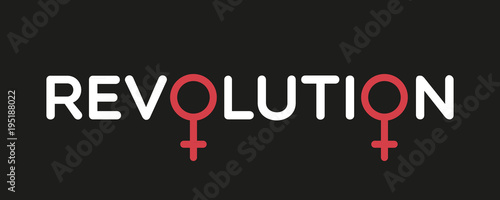 Concept of feminism. Revolution with female gender symbols. Flat design, vector illustration
