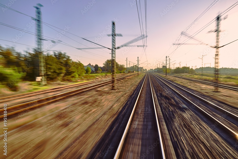 Railway tracks blur