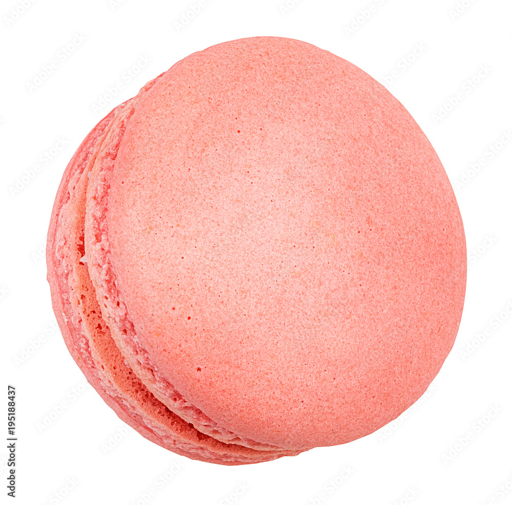 Macaron raspberry isolated on white background with clipping path Macaron raspberry isolated on white background with clipping path