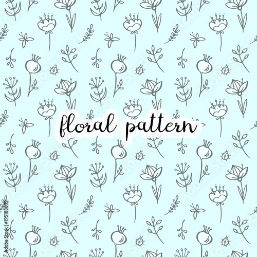 Hand drawn seamless pattern with funny flowers