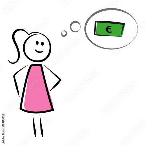 Frau denkt an Geld