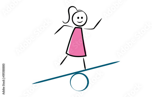 Frau hält die Balance