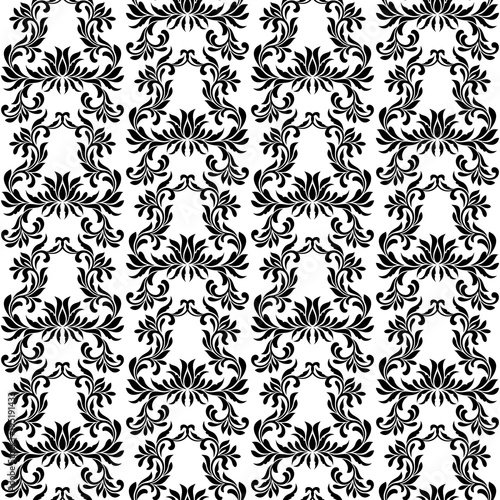 Seamless pattern with ornate Decorative flowers on a white background. Ideal for textile print and wallpapers.