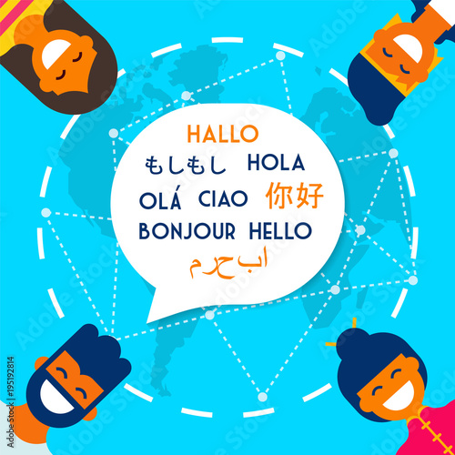 Friends on translation app online for social media