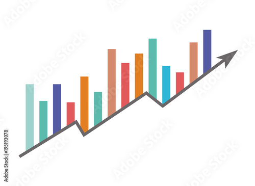 arrow and bars growth icon vector illustration design