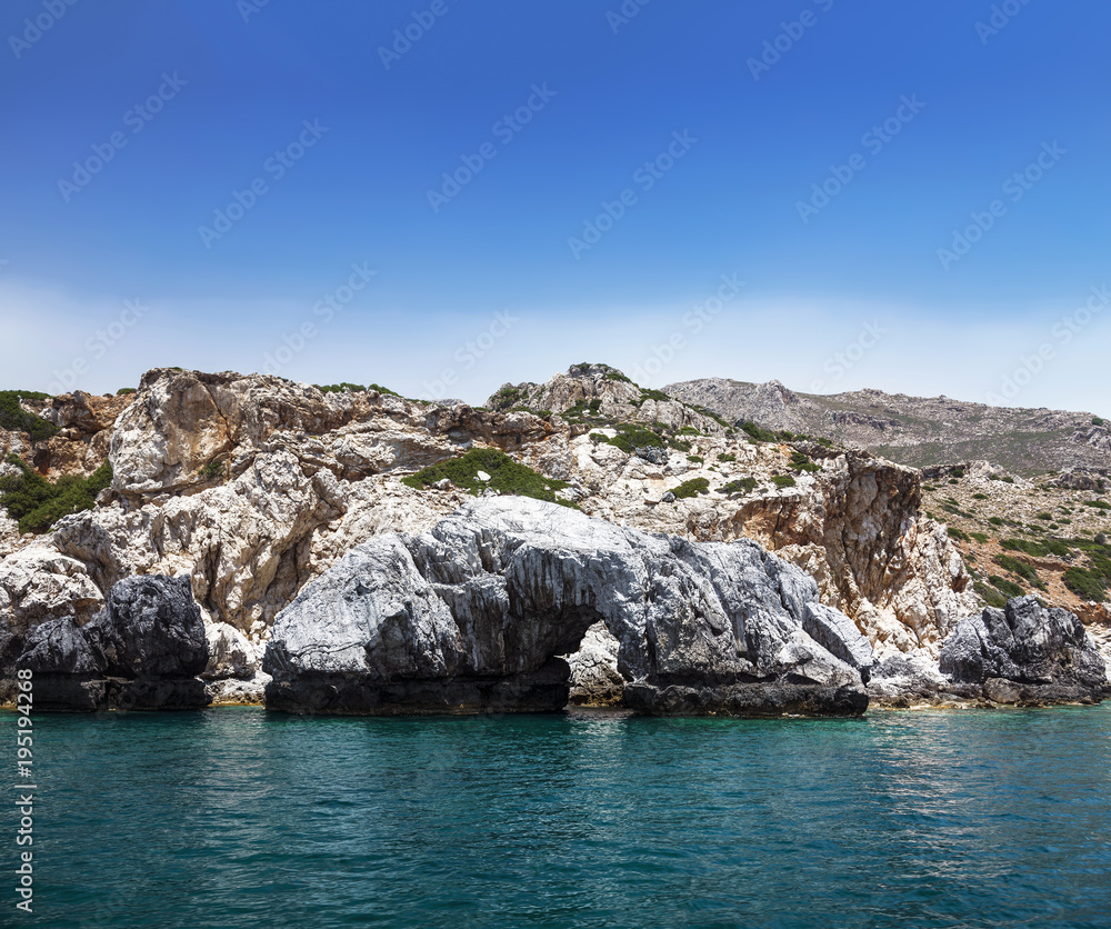 The sea coast of the island of Crete, Greece