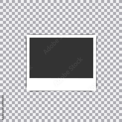 Retro realistic vector photo frame placed on transparent background. illustration.