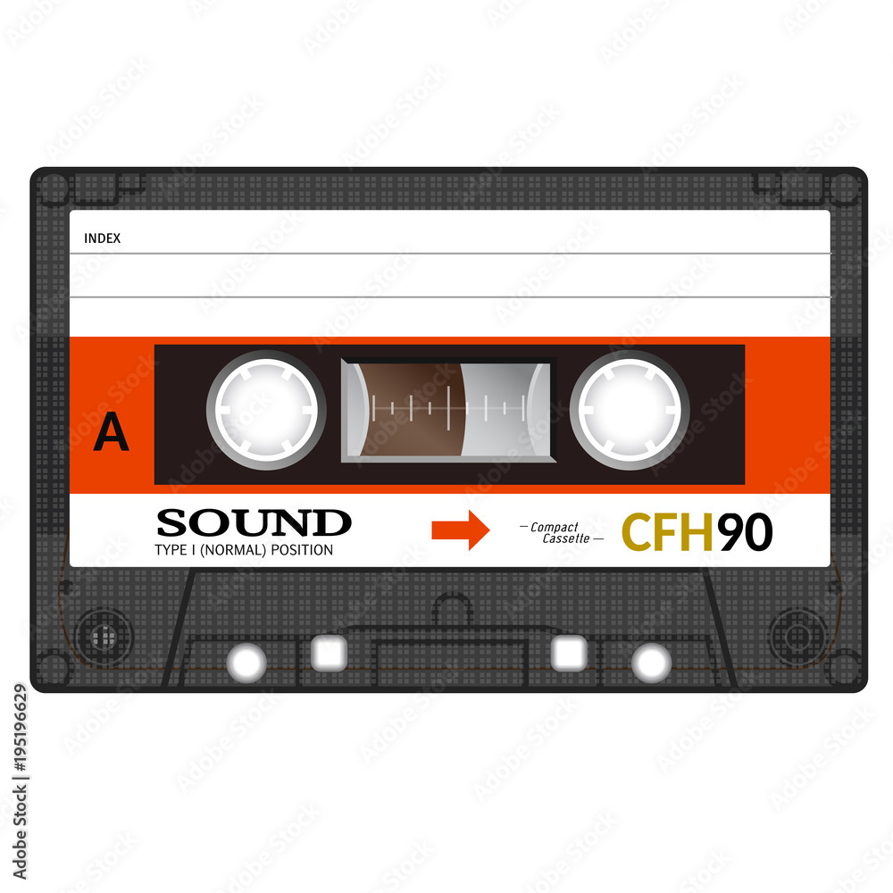 Naklejka premium Old fashion cassette tape design, retro technology illustration.