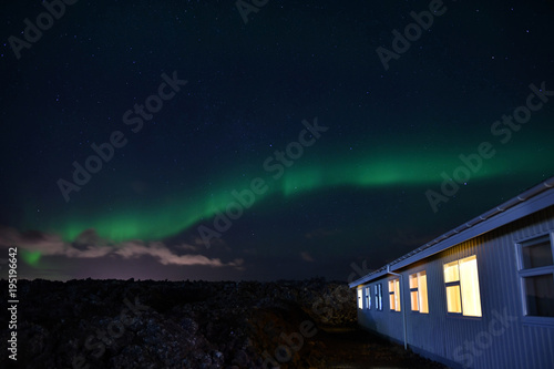 Iceland Aurora Northern Lights and star from near Blue lagoon