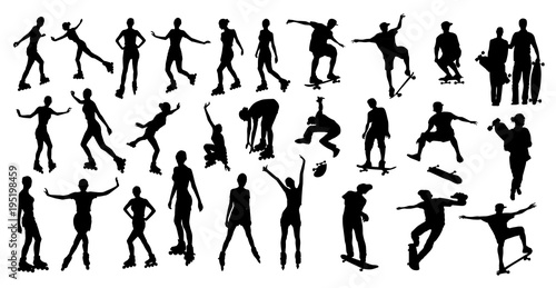 Roller and skater silhouettes