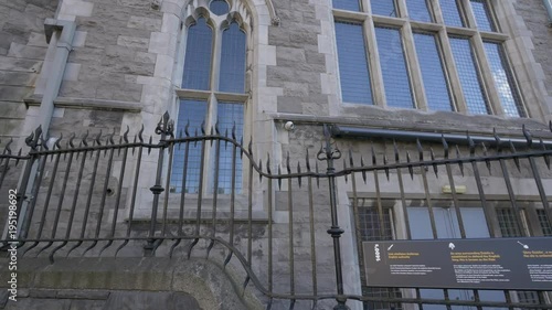 Arched windows in a stone wall photo