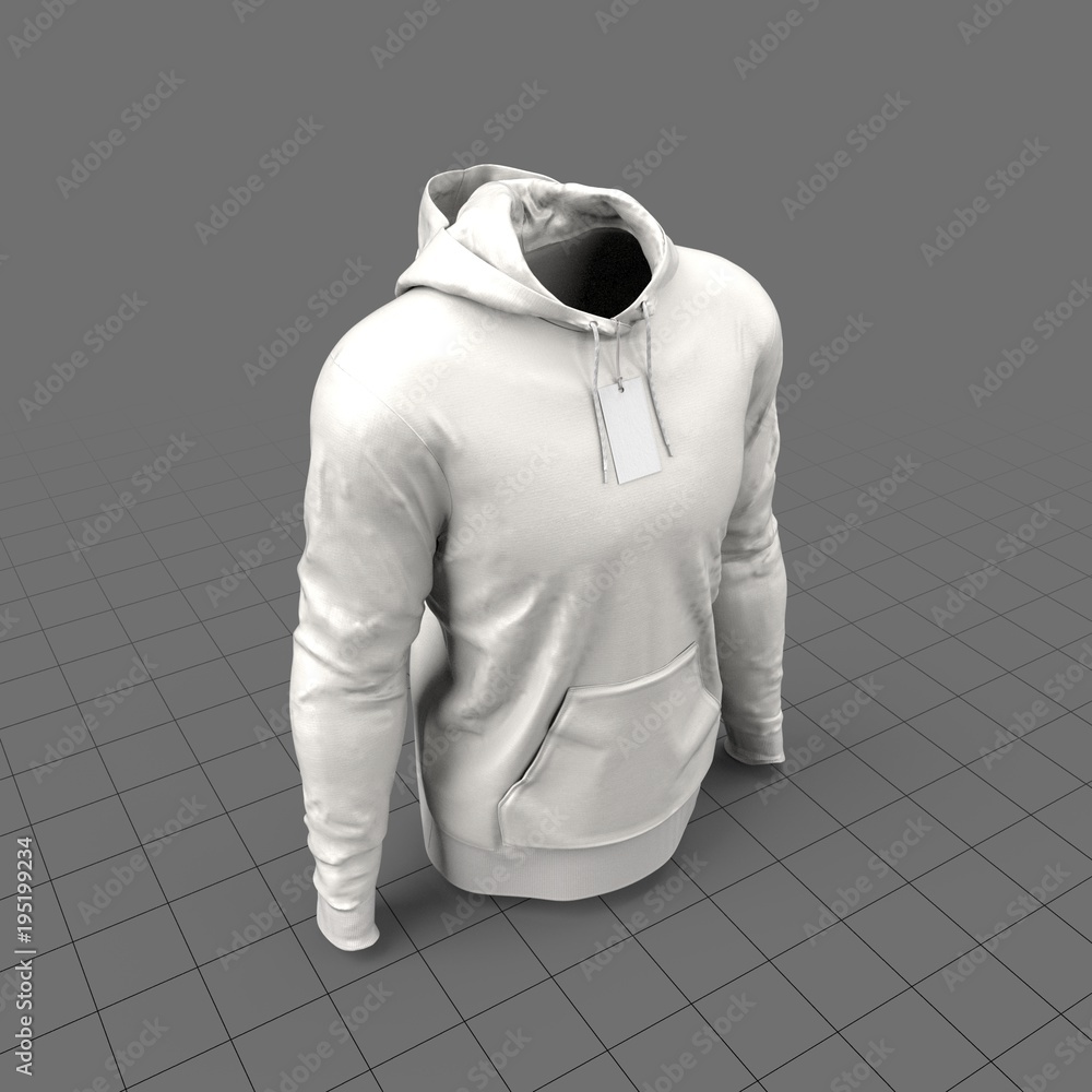 Worn hoodie with tag (mens) Stock 3D asset | Adobe Stock