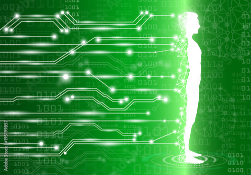 abstract background technology concept in green light,human body heal,technology modern medical science in future and global international medical with tests analysis clone DNA human