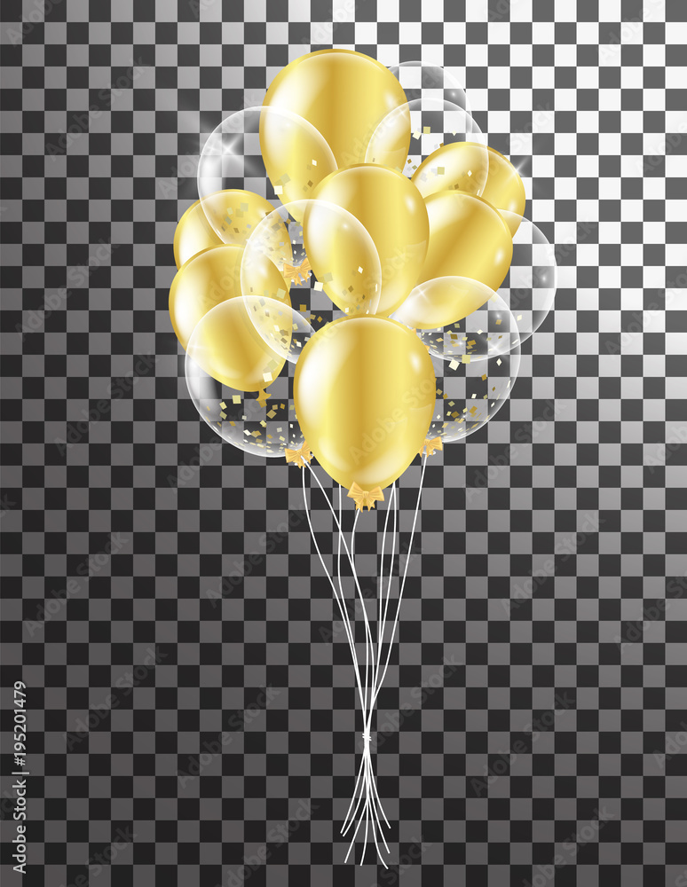 Gold transparent balloon on background balloons, vector illustration ...