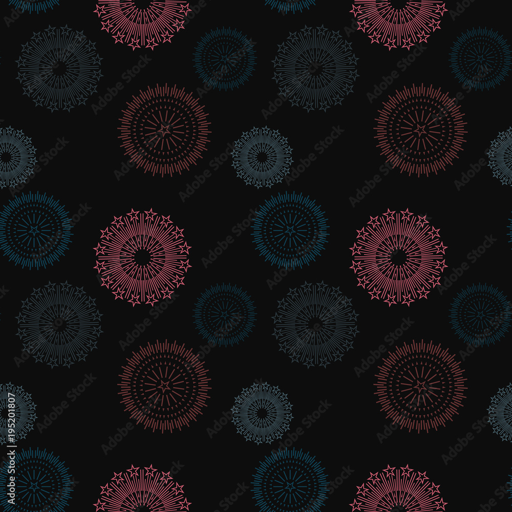Firework illusion seamless pattern. Suitable for screen, print and other media.