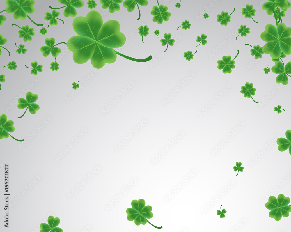 Saint Patrick's Day greeting card with sparkled green clover leaves and on background - Happy St. Patricks Day Saint Patrick's Day greeting card with sparkled green clover leaves and on background - Happy St. Patricks Day