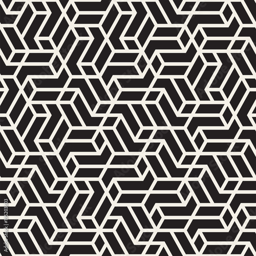 Vector seamless stripes pattern. Modern stylish texture with monochrome trellis. Repeating geometric hexagonal grid. Simple lattice design.