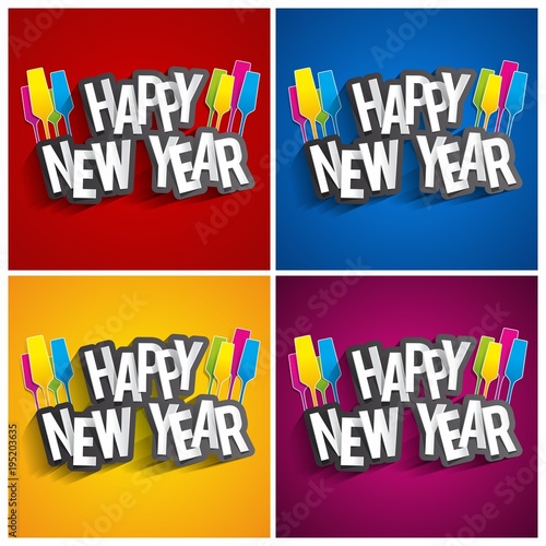 Happy new year celebration greeting card design