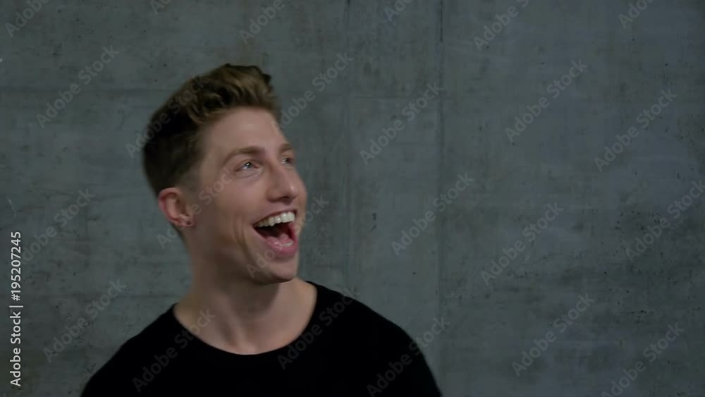 Male Actor Facial Expressions in Studio: Crazy Laugh and Toothy Smile Male Actor Facial Expressions in Studio: Crazy Laugh and Toothy Smile