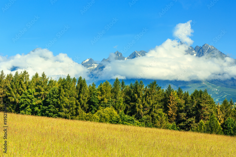View on meadows and mountains in beautiful nature of Slovakia