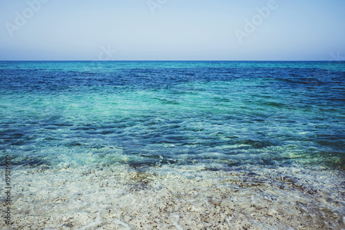 view of the sea in Sardinia with all its shades of bluev
