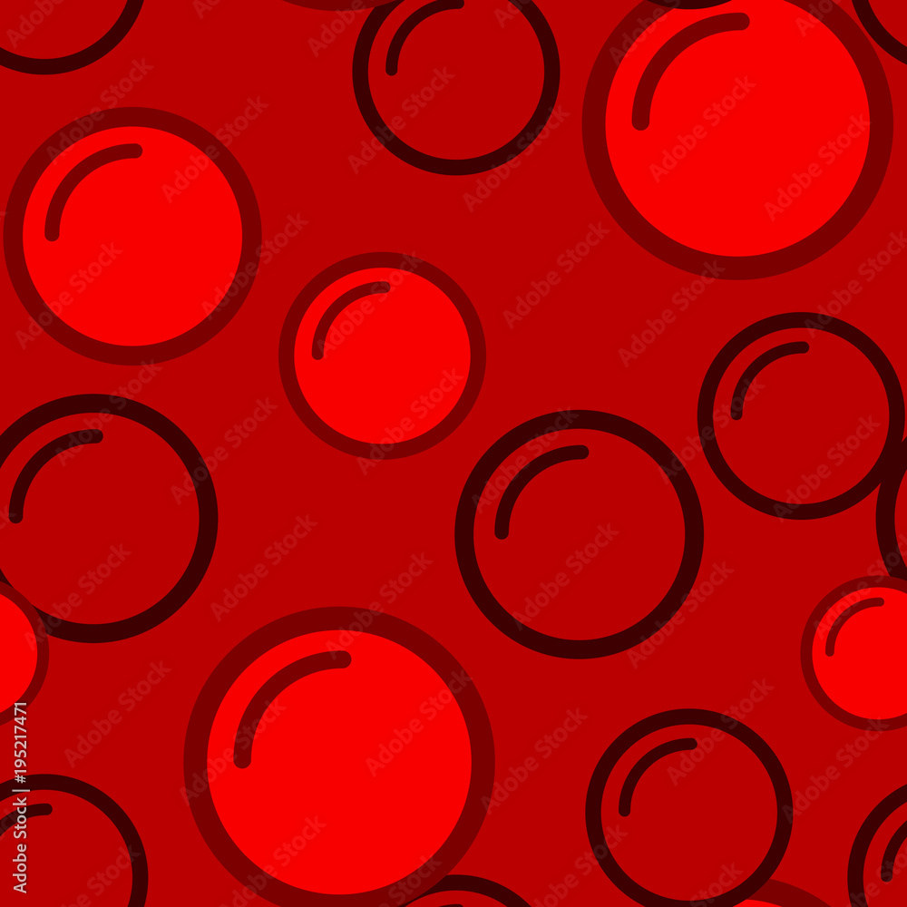 Bubbles red seamless pattern. Water bubbles pattern. Soap vector background. Cleaning or bodycare