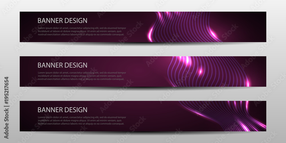 Fototapeta premium Abstract vector banners with bright wavy lines annual report design templates future Poster template design.