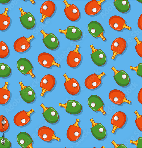 Table tennis doodle seamless vector pattern