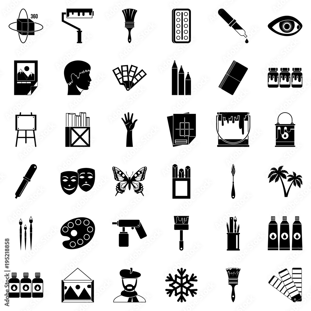 Fototapeta premium Drawing school icons set, simple style