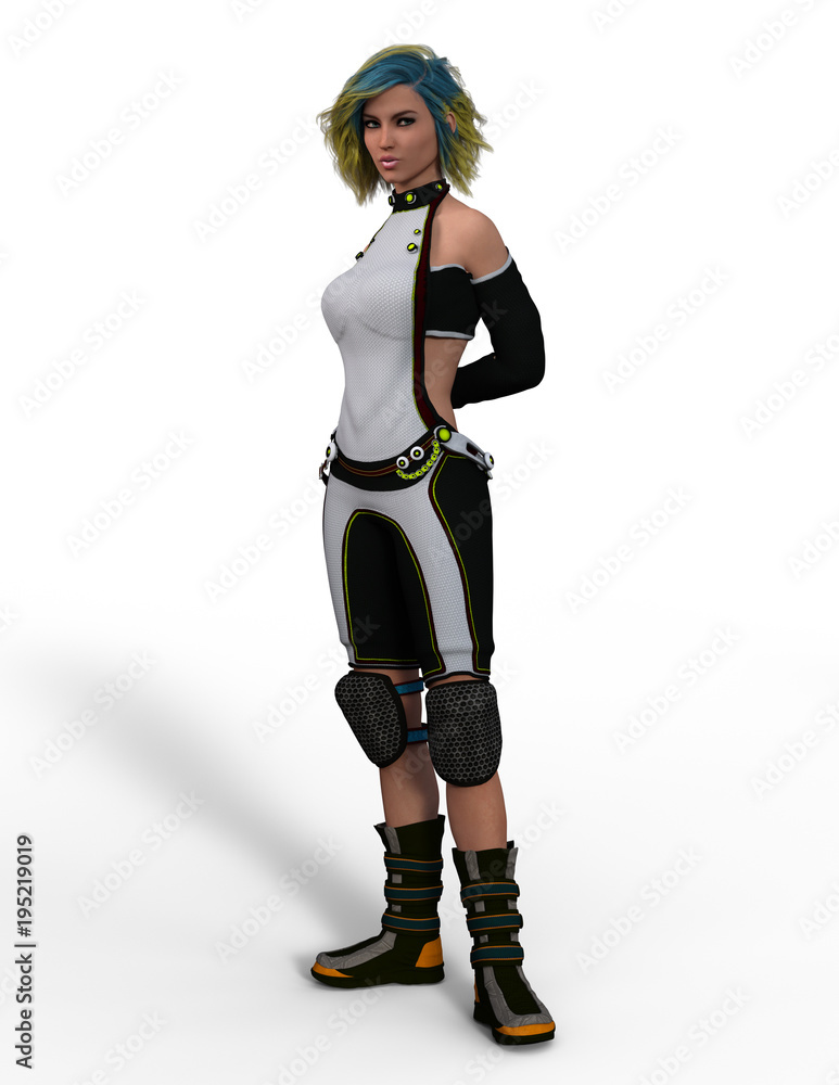 Sexy Female Science Fiction Character 3D Rendering Sexy Female Science Fiction Character 3D Rendering