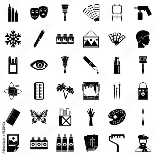 Applied art icons set, simple style
