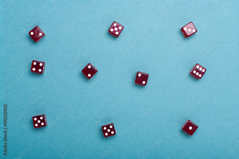 casino concept with red Dice on green background casino concept with red Dice on green background