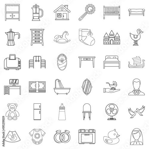 Founder icons set, outline style